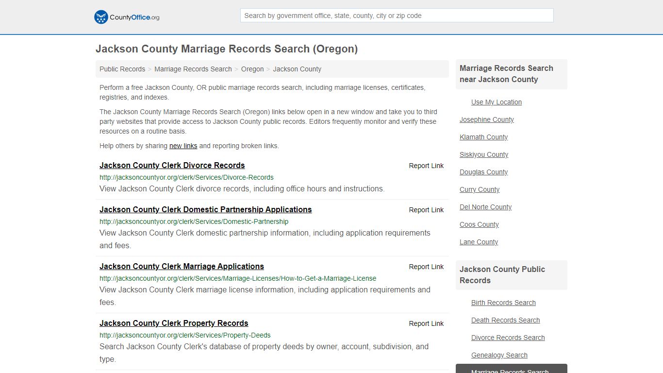 Marriage Records Search - Jackson County, OR (Marriage ...
